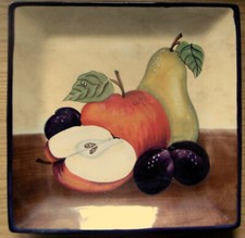 MAGU-CERA KERAMIK SCHÜSSEL ECKIG HANDGEMALT handpainted OBSTDEKOR