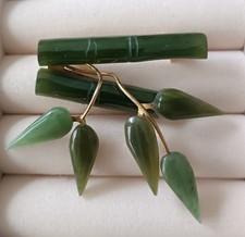Natur Jade Bamboo Brosche