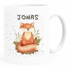 Kindertasse Kunststoff Fuchs Fox Tiere personalisierte Namenstasse für Kinder