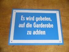 PVC Schild Hinweisschild Garderobe DDR