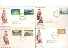 Norfolk Island 4 FDC gelaufen James Cook Entdeckungsreisen Australien Schiff