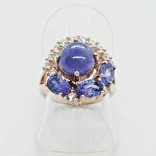 Blau Violett Tansanit CZ Ring 925 Silber 585 Roségold vergoldet 16,2 mm 51