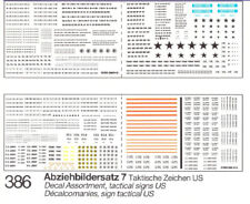 ROCO H0 386 Decals Abziehbildersatz 7 Taktische Zeichen US Army MERDC MCL OVP