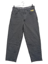 Homeboy Baggy Jeans Herren Wide Fit Grau Streetwear Logo Print W30 L32