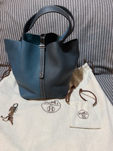 Hermès handtasche leder blau - hermès,