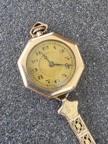 Damen walzgold achteckige uhr - walzgold,