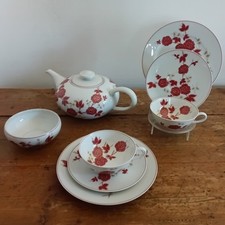 Teeservice 2 Personen Hutschenreuther Selb 2x Gedeck, Teekanne und Zuckerschale