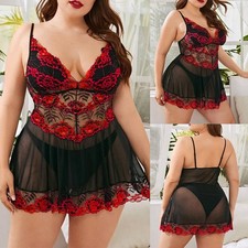 Übergröße Damen Spitze Reizwäsche Sexy Babydoll Dessous Unterwäsche Nachtwäsche