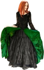Gothic Mittelalter Rock Victorian Brautrock Ballrock schwarz grün 36 38 40 42