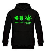 Normal Lucky Super Fucking Lucky Kapuzen Sweatshirt Weed Dope Gras Kiffer Bong