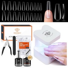 Nail Tips and Glue Gel Kit, 500 Stück Nageltips Nagelkleber, Mini Uv Lampe fü...