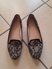 Schuhe Ballerinas Gr 39 Graceland Festlich Beige Schwarz Spitze 