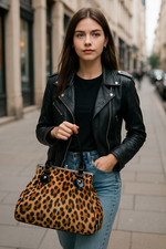 Modische Damen Handtasche Leopard Plüsch Mode Accessoires Vintage Retro Tasche