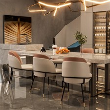 2er Esszimmerstühle Küchenstuhl Leder+Metall Beine Polsterstuhl Esszimmerstuhl