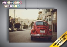 Plakat Volkswagen Käfer Rot