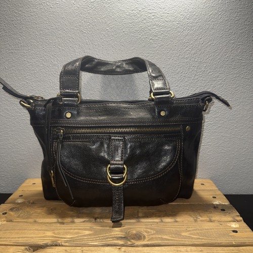 Fossil black leather - leather, satchel