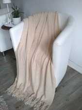 WOHNDECKE PLAID WOLLDECKE MIT FRANSEN KUSCHELDECKE 138x169cm