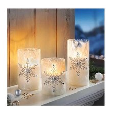 LED-Kerzen Schneeflocke in Glasröhre 3er-Set Dekorglas Dekoration Kerzen