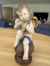 Engel mit Harfe auf Kugel aus 9 x 22 cm Vintage