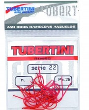 Tubertini Serie 22  Forellenhaken Plättchenhaken Rot 25 Stück