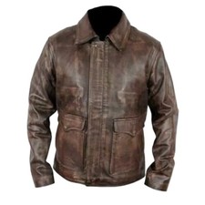 Herren Klassisch 90er Stil 100 % Echtleder Used Braun Moto Biker Jacke