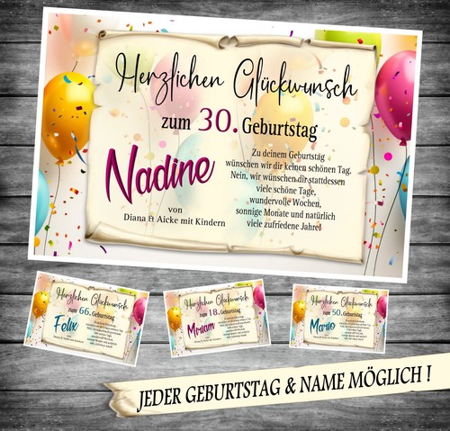 Urkunde karte geburtstag - urkunde,