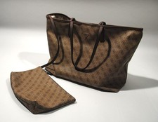 GUESS Shopper Schultertasche Umhängetasche Braun Gr. XL Logo Print