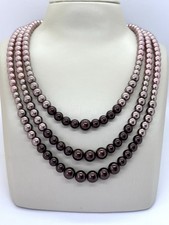 Perlenkette dreireihig Collier xxl Muschelkernperlen