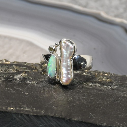 Edelopal ring 925er - edelopal, silber