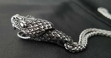 Böse Schlange Kobra Anhänger Halskette Edelstahl Schmuck Silber Punk Biker KE071