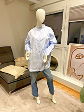 ?* BURBERRY * traumschöne blaue TUNIKA BLUSE Monogramm Köpfe* GR. US 10 /40  ?