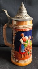 Vintage Gerz Deutscher Bierstein Zinndeckel groß bayrisch Sammlerstück Keramik