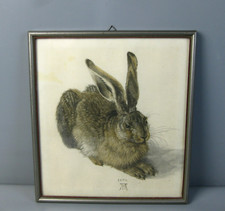 alte Kunstgrafik Albrecht Dürer Hase im Holzrahmen hinter Glas