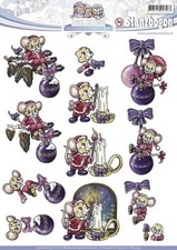 ✂ 3D-Stanzbogen - Weihnachts-Maus - SB10043 - Yvonne Creations - vorgestanzt