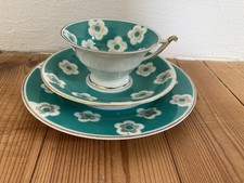 ALKA Kunst Bavaria Kronach Handarbeit Kuchengedeck 1 Person Blumen türkis 