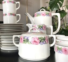 Antik Edel Jugendstil Art Déco Porzellan Kaffeeservice 6 Personen Rosenborte
