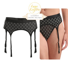 LOGO SPARKLE GARTER BELT Wolford XL black schwarz Strapsgürtel Glitzer Crystal