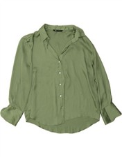 ZARA Damen Shirt Bluse UK 20 2XL Grün Polyester CT07