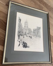 Jakobertor in Augsburg Lithographie Ernst Liebermann 1869-1960 mit Rahmen antik