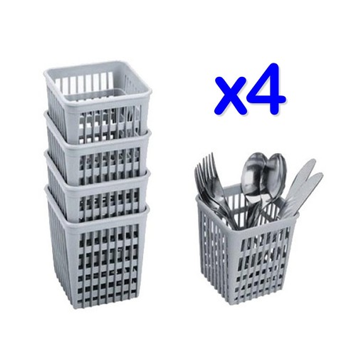 Eckiges besteck 4er pack - besteck, grau