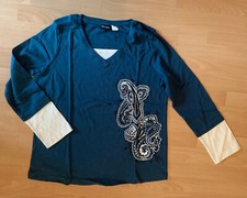 TOP Tolles Langarmshirt Longsleeves MIA LINEA in Petrol Gr. 56/58  NEU