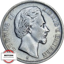 J 42  5 Mark BAYERN Ludwig 2 von 1875 D in SS  2976