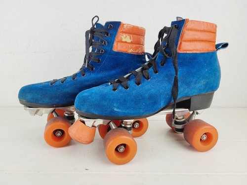 Vintage blue suede - suede, roller