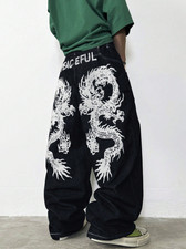 Schwarze Baggy Jeans mit