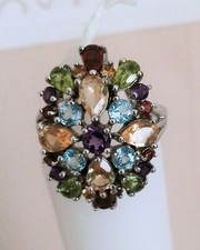 farbenfroher Cocktail-Ring, Gr. 19,verschied.Edelsteine, "Yvesse" ***TOP***