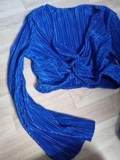 Damen Top Croptop Langarm Trompetenärmel Royalblau Chic GR.S /36