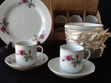 12 Espressotasse Mokkatasse Mokkatassen Porzellan Rosendekor & Goldrand NEU OVP