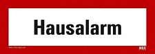 Aufkleber Warnung "Hausalarm" Schild Folie Brandschutzzeichen 7,4x21cm | B-Ware