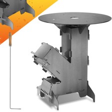 Raketenofen inkl. Grillplatte Campinggrill Metall Stecksytem Rocket Stove Grill