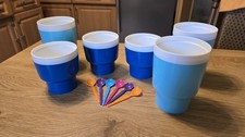 6 original DDR Eisbecher thermo Plastik wenig unbenutzt in Blau & Hellblau